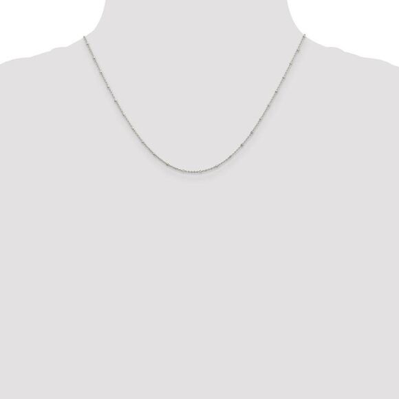 1.25mm Sterling Silver Solid Beaded Rolo Chain Necklace, 18 Inch - Picture 3 of 8